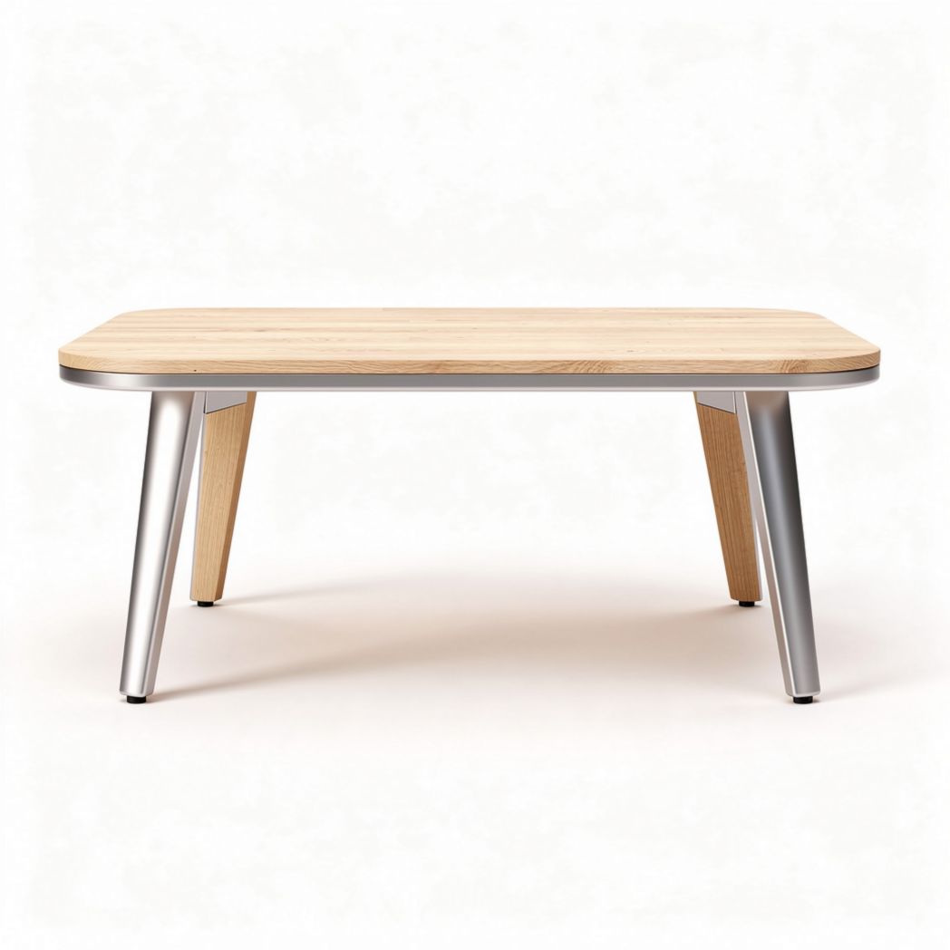 Wooden coffee table with metal legs 120 x 80 x 45cm natural finish