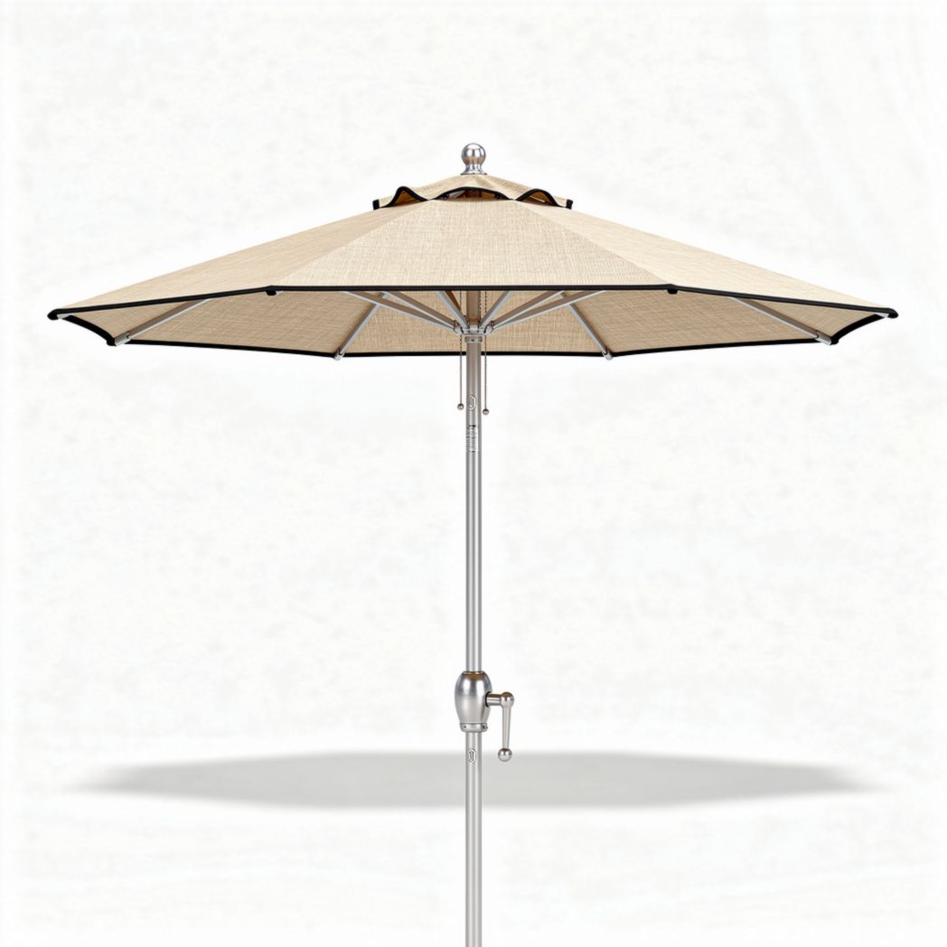 Portable outdoor umbrella with beige fabric and aluminum frame 200 x 200 x 250cm