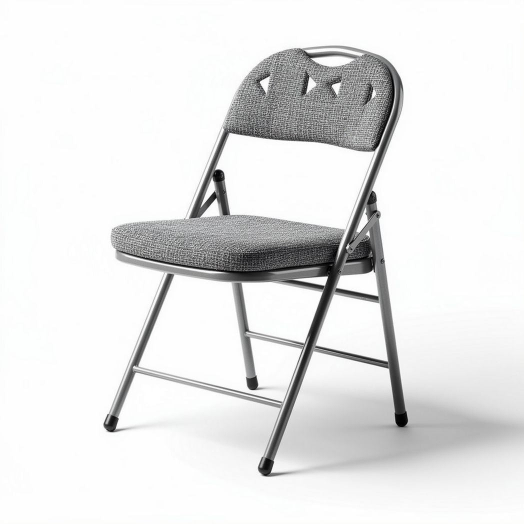 Folding chair with gray fabric seat and steel frame for indoor use 45 x 45 x 80cm