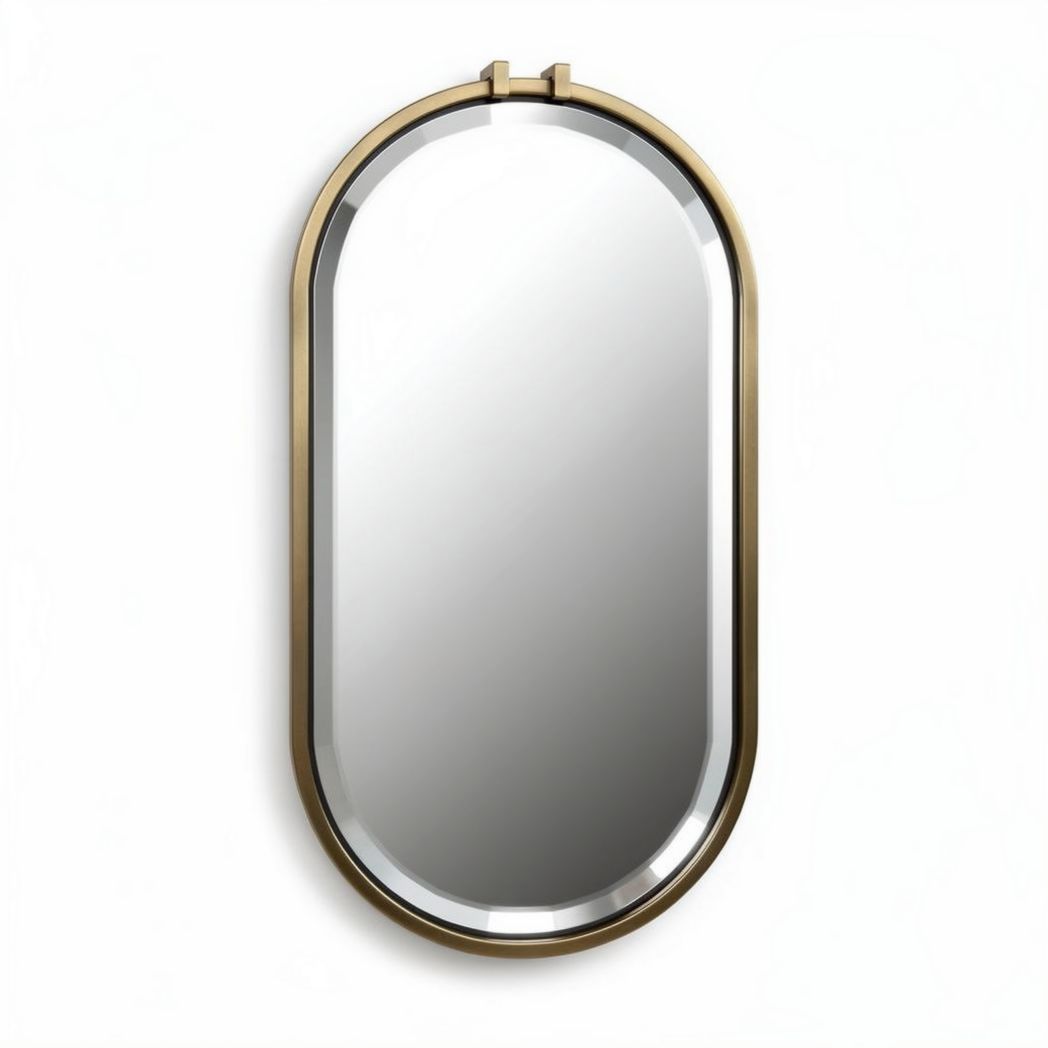 Oval wall mirror with metal frame for home decor 90 x 40 x 3cm