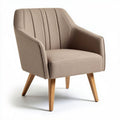 Fabric accent chair with wood legs in beige color 70 x 70 x 80cm