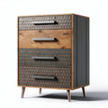 Wood and metal three-drawer chest with modern design for storage 45 x 40 x 75cm