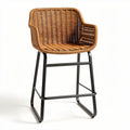 Rattan bar stool with metal frame for indoor and outdoor use 45 x 50 x 100cm