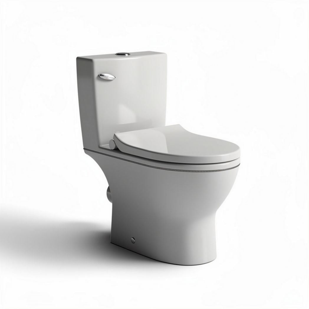 Modern one-piece toilet with sleek design elongated bowl and water-saving technology 70 x 38 x 75cm