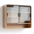 Wooden wall-mounted cabinet with glass sliding doors 80 x 30 x 40cm