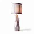 Ceramic table lamp with fabric shade in geometric design 25 x 25 x 50cm