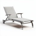 Aluminum frame lounge chair with quilted fabric in light gray 150 x 65 x 90cm